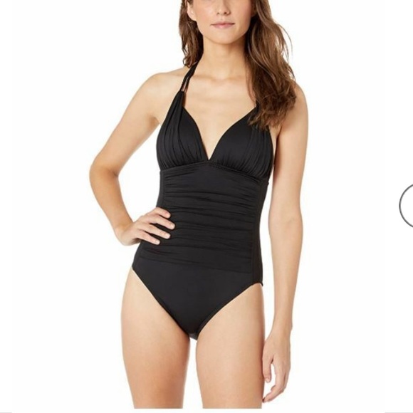 La Blanca Island Goddess V-Neck Halter neck One Piece Swimsuit - Picture 1 of 4
